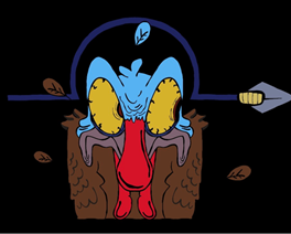 graphic image of a turkey and atlatl
