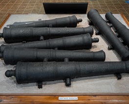 Eight iron cannons were found in the same position in which they were buried by the Spanish when they first discovered the remains of Fort St. Louis in 1689. Museum of the Coastal Bend Victoria, TX